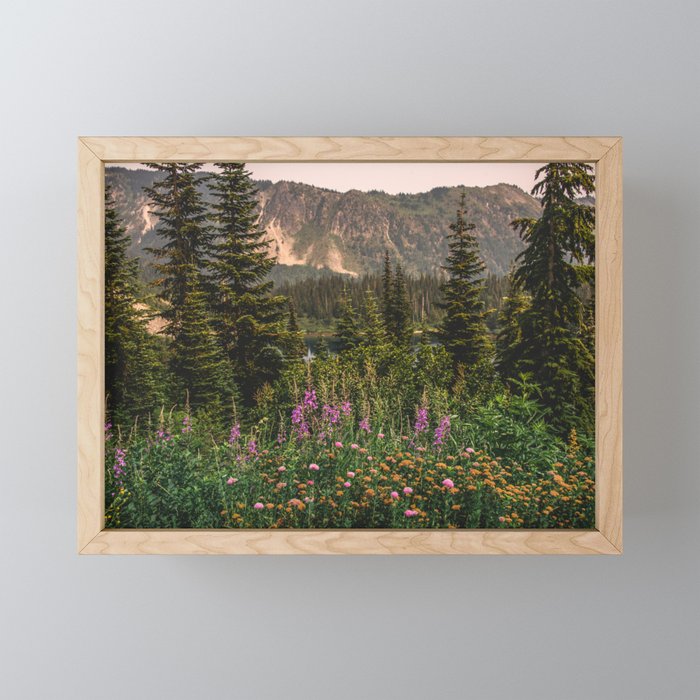 Mount Rainier Wildflower Adventure VI - Pacific Northwest Mountain Forest Wanderlust Mini Art Print Gallery Image 1