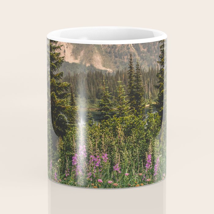 Mount Rainier Wildflower Adventure VI - Pacific Northwest Mountain Forest Wanderlust Coffee Mug Gallery Image 4