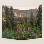 Mount Rainier Wildflower Adventure VI - Pacific Northwest Mountain Forest Wanderlust Wall Tapestry Gallery Image 4