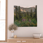 Mount Rainier Wildflower Adventure VI - Pacific Northwest Mountain Forest Wanderlust Wall Tapestry Gallery Image 2