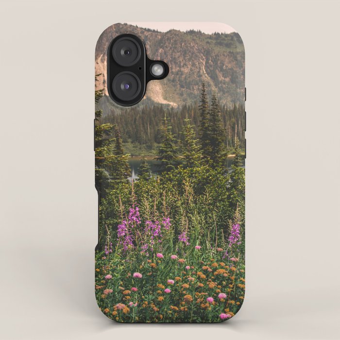 Mount Rainier Wildflower Adventure VI - Pacific Northwest Mountain Forest Wanderlust iPhone Case Gallery Image 1