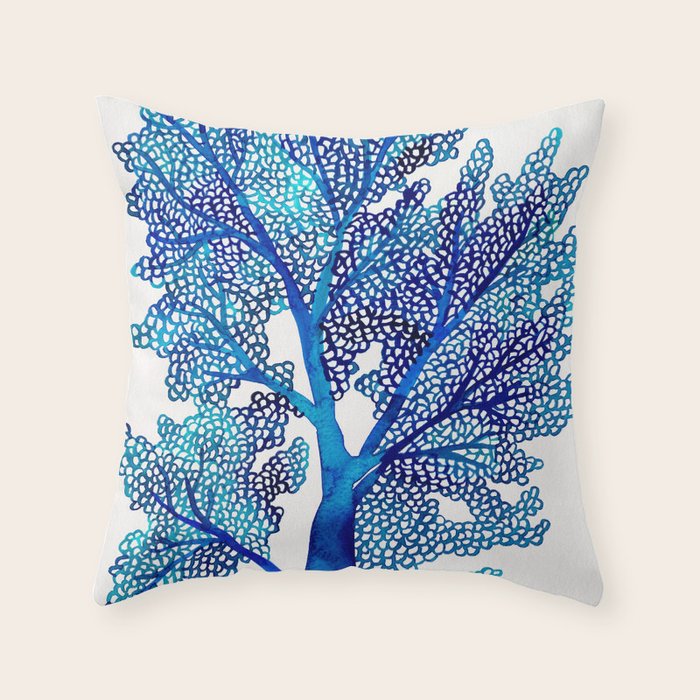Sea Fan Coral - Blue OmbrÃ© Throw Pillow Gallery Image 6