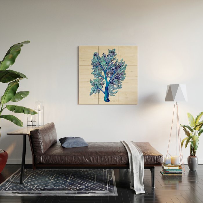 Sea Fan Coral - Blue OmbrÃ© Wood Wall Art Gallery Image 2