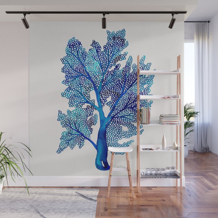 Sea Fan Coral - Blue OmbrÃ© Wall Mural Gallery Image 1