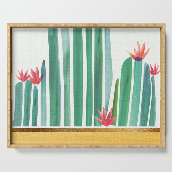 Tiny Cactus Blossoms Collage Serving Tray Gallery Image 1