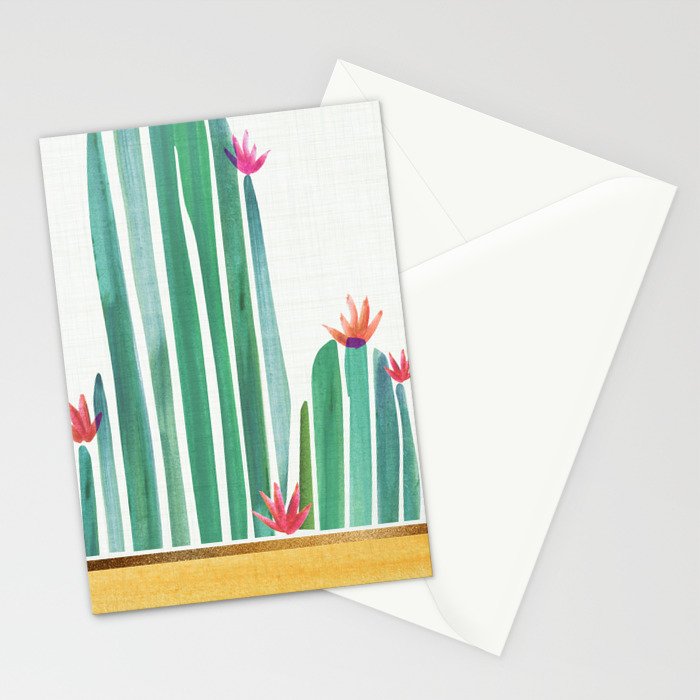 Tiny Cactus Blossoms Collage Stationery Card Gallery Image 2