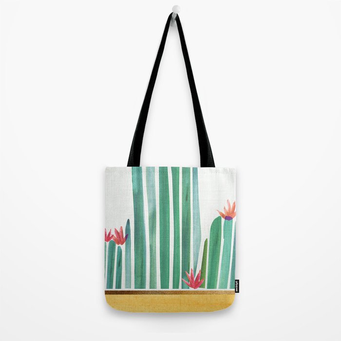 Tiny Cactus Blossoms Collage Tote Bag Gallery Image 2