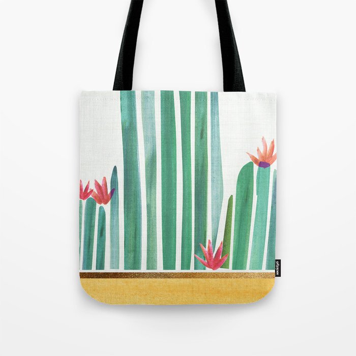 Tiny Cactus Blossoms Collage Tote Bag Gallery Image 1