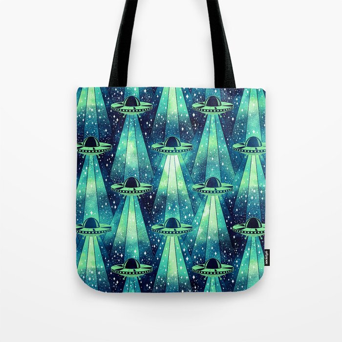 Cosmic UFO - Galactic Green Tote Bag Gallery Image 1