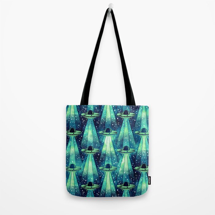 Cosmic UFO - Galactic Green Tote Bag Gallery Image 2