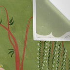 A female attendant is standing in tribhanga pose under a tree. A small child vies for her attention. Wall Tapestry Gallery Image 3