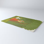 A female attendant is standing in tribhanga pose under a tree. A small child vies for her attention. Rug Gallery Image 3