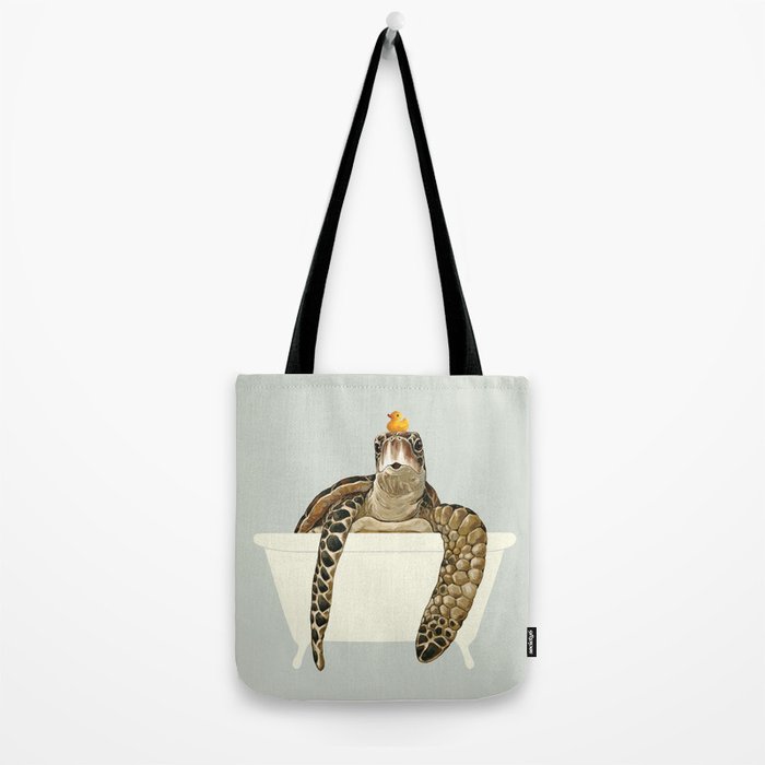 Sea Turtle in Bathtub #green Tote Bag Gallery Image 2