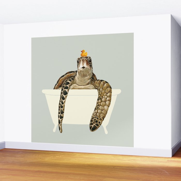 Sea Turtle in Bathtub #green Wall Mural Gallery Image 2