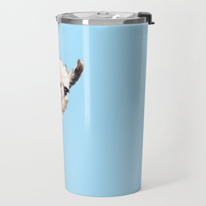 Bubble Gum Sneaky Llama in Blue Travel Mug Gallery Image 2