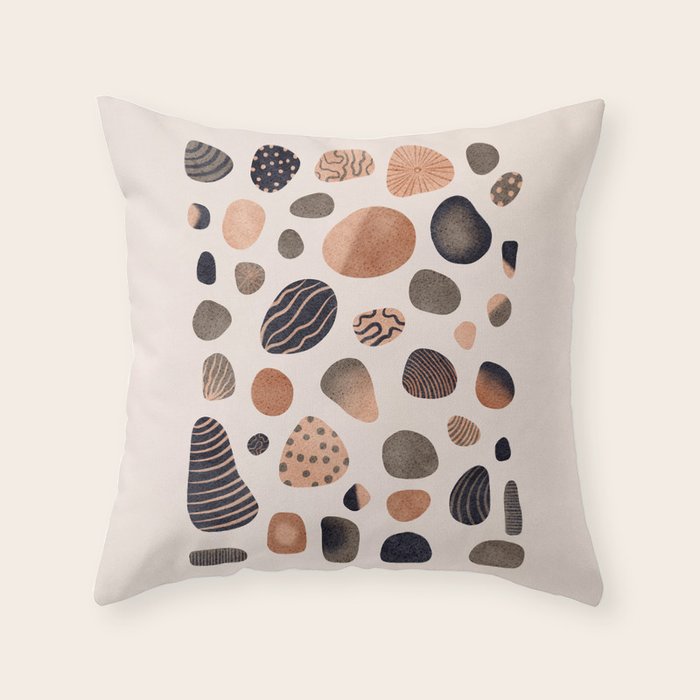 Watercolor Pebbles Throw Pillow Gallery Image 1