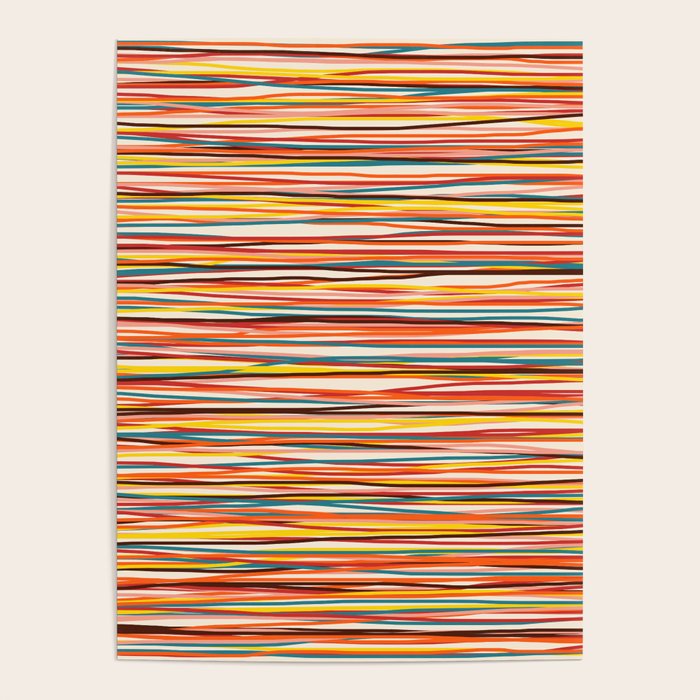 Bright Colorful Lines - Classic Abstract Minimal Retro Summer Style Stripes Poster Gallery Image 4