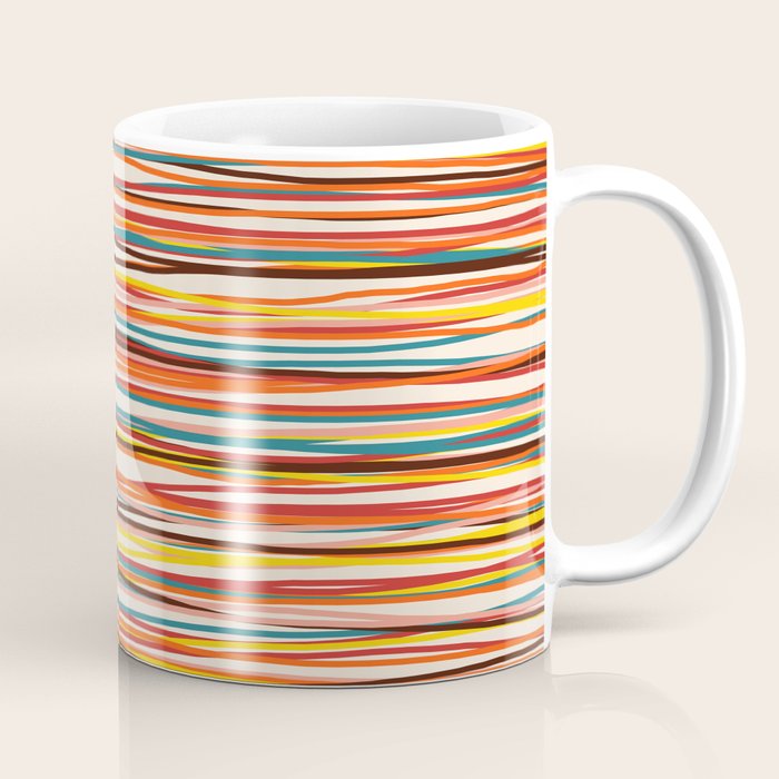 Bright Colorful Lines - Classic Abstract Minimal Retro Summer Style Stripes Coffee Mug Gallery Image 1