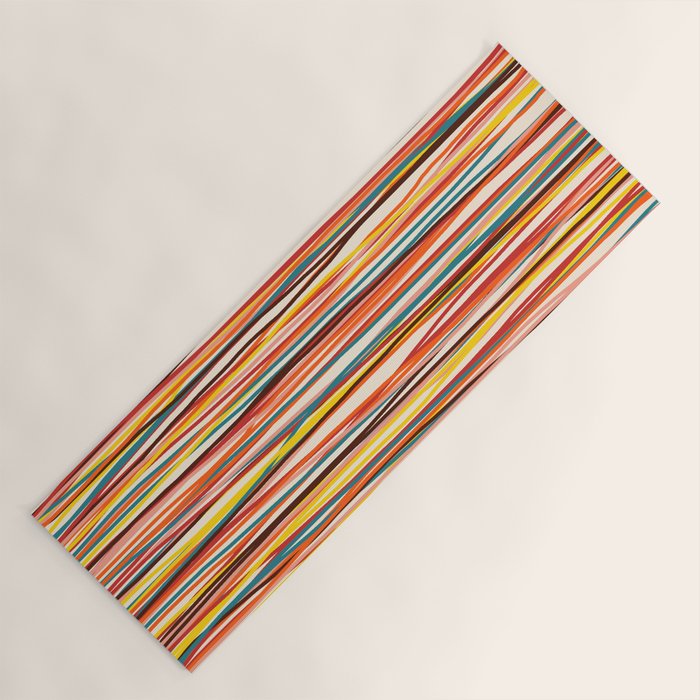 Bright Colorful Lines - Classic Abstract Minimal Retro Summer Style Stripes Yoga Mat Gallery Image 1