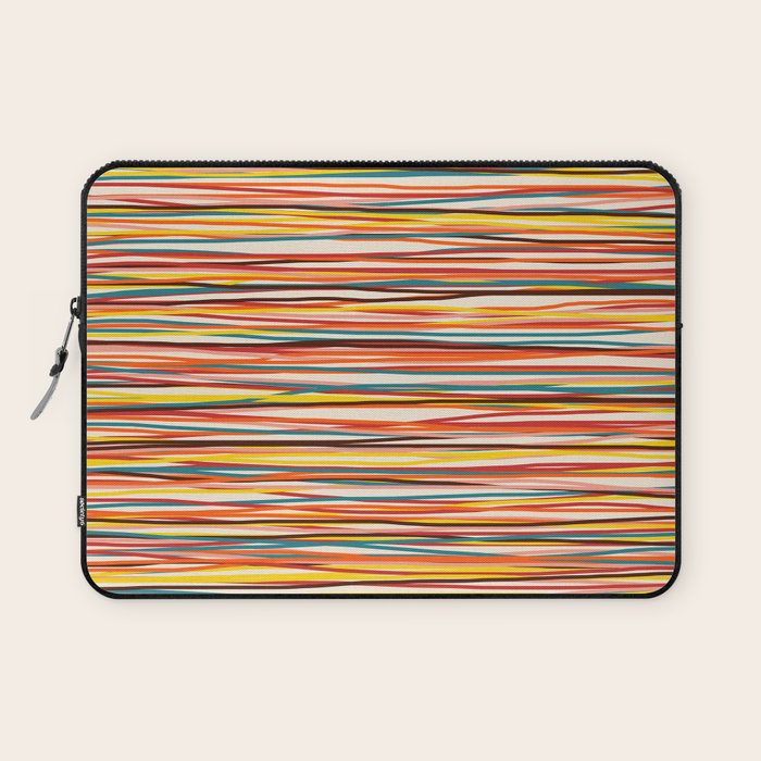Bright Colorful Lines - Classic Abstract Minimal Retro Summer Style Stripes Laptop Sleeve Gallery Image 1