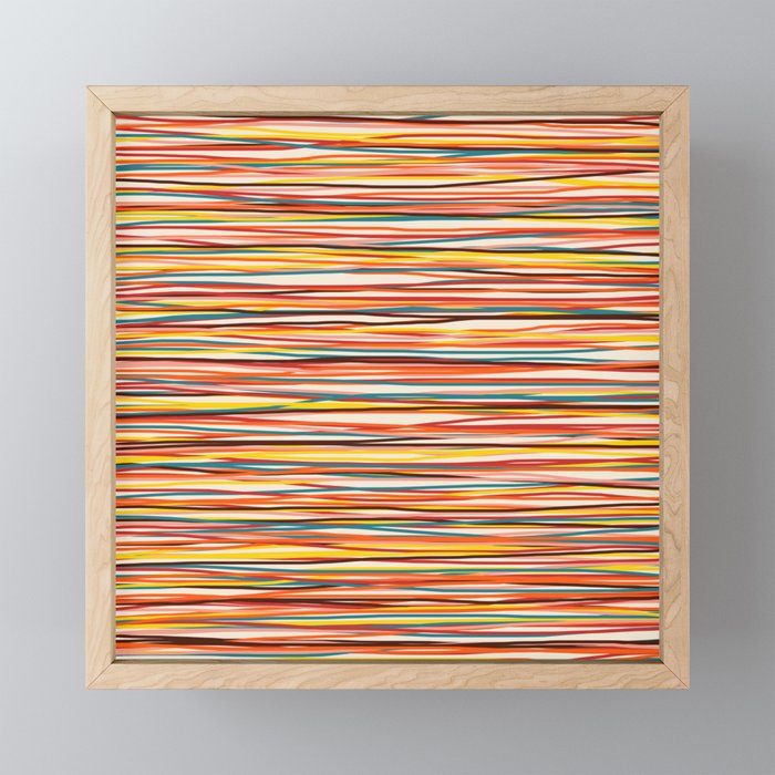 Bright Colorful Lines - Classic Abstract Minimal Retro Summer Style Stripes Mini Art Print Gallery Image 1