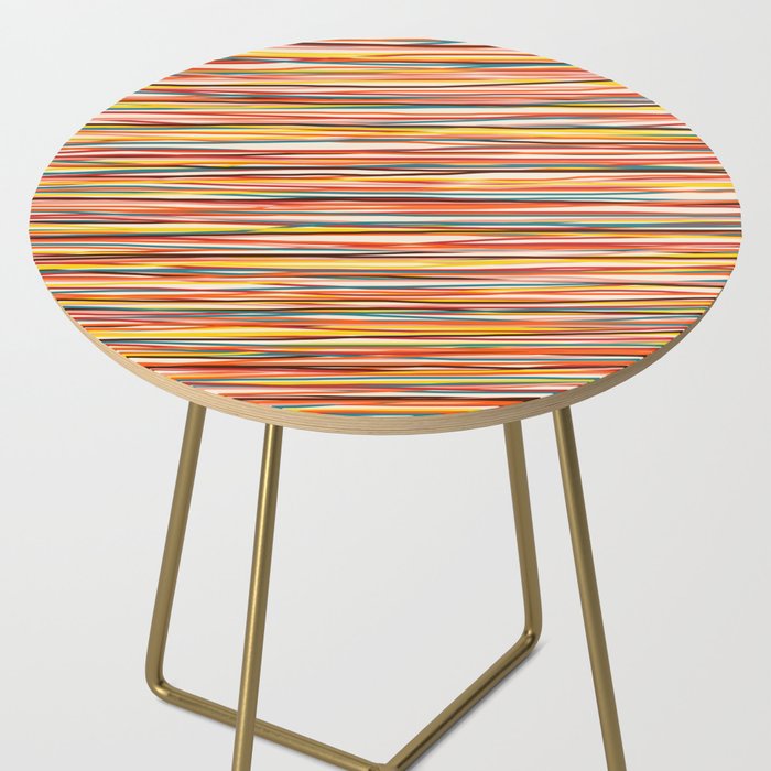 Bright Colorful Lines - Classic Abstract Minimal Retro Summer Style Stripes Side Table Gallery Image 2