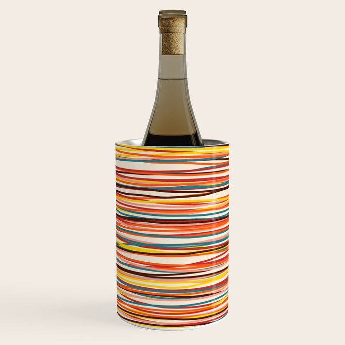 Bright Colorful Lines - Classic Abstract Minimal Retro Summer Style Stripes Wine Chiller Gallery Image 1