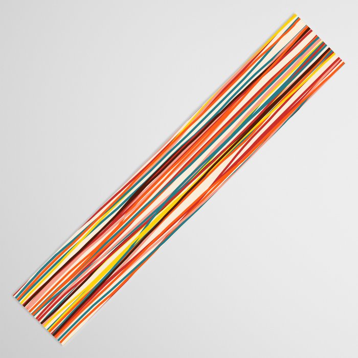 Bright Colorful Lines - Classic Abstract Minimal Retro Summer Style Stripes Table Runner Gallery Image 3