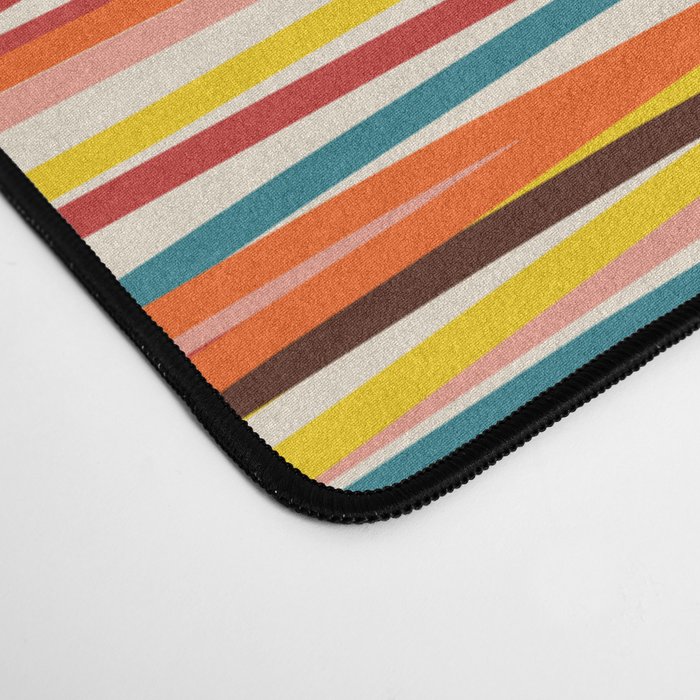 Bright Colorful Lines - Classic Abstract Minimal Retro Summer Style Stripes Desk Mat Gallery Image 4