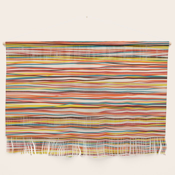 Bright Colorful Lines - Classic Abstract Minimal Retro Summer Style Stripes Wall Hanging Gallery Image 1