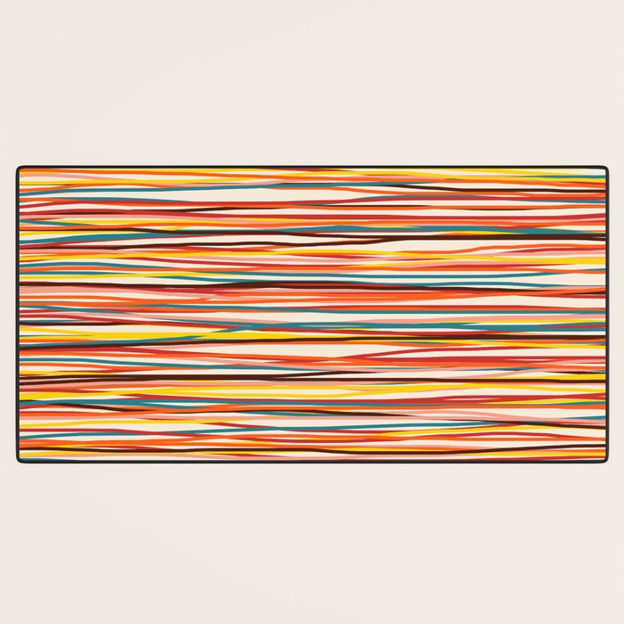 Bright Colorful Lines - Classic Abstract Minimal Retro Summer Style Stripes Desk Mat Gallery Image 3