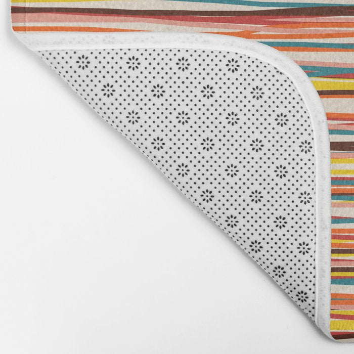 Bright Colorful Lines - Classic Abstract Minimal Retro Summer Style Stripes Bath Mat Gallery Image 2
