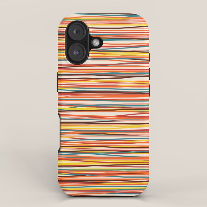 Bright Colorful Lines - Classic Abstract Minimal Retro Summer Style Stripes iPhone Case Gallery Image 1