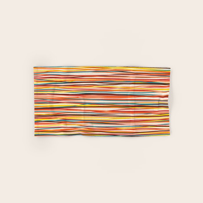 Bright Colorful Lines - Classic Abstract Minimal Retro Summer Style Stripes Bath Towel Gallery Image 1