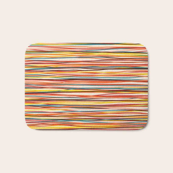 Bright Colorful Lines - Classic Abstract Minimal Retro Summer Style Stripes Bath Mat Gallery Image 1
