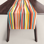 Bright Colorful Lines - Classic Abstract Minimal Retro Summer Style Stripes Table Runner Gallery Image 1