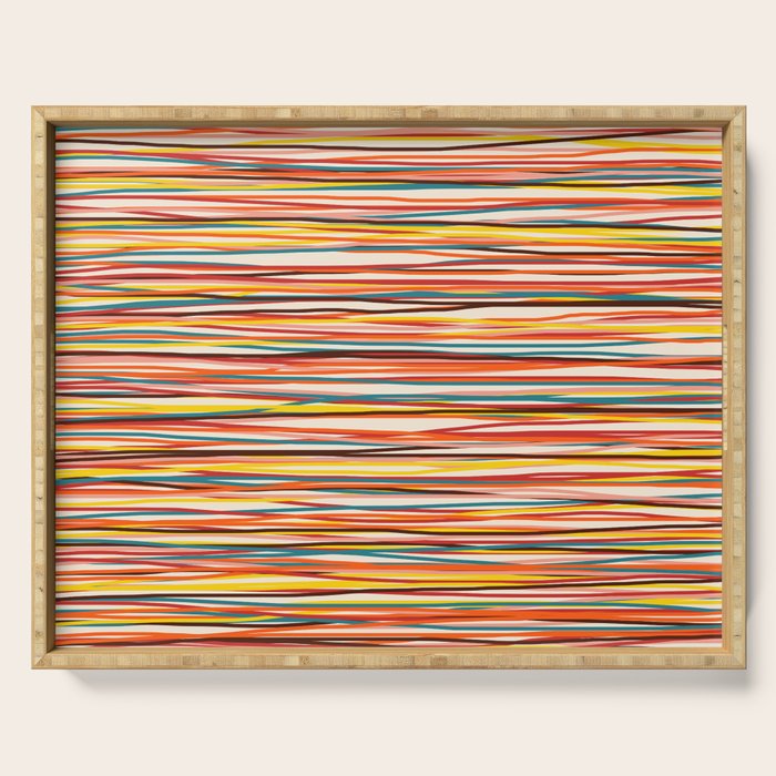 Bright Colorful Lines - Classic Abstract Minimal Retro Summer Style Stripes Serving Tray Gallery Image 1