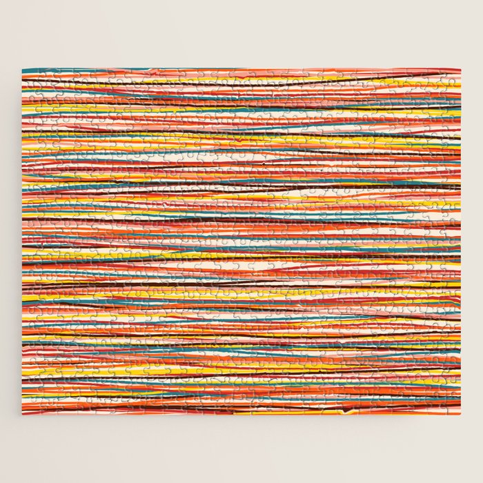 Bright Colorful Lines - Classic Abstract Minimal Retro Summer Style Stripes Jigsaw Puzzle Gallery Image 1