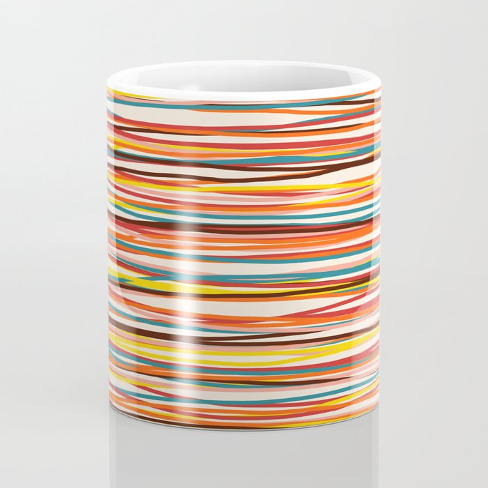 Bright Colorful Lines - Classic Abstract Minimal Retro Summer Style Stripes Coffee Mug Gallery Image 4