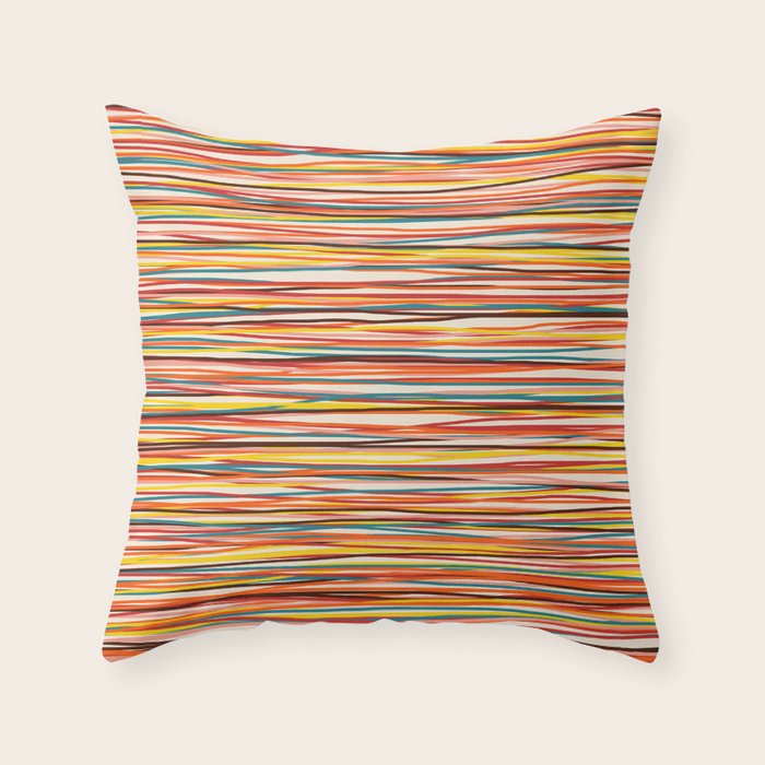Bright Colorful Lines - Classic Abstract Minimal Retro Summer Style Stripes Throw Pillow Gallery Image 6