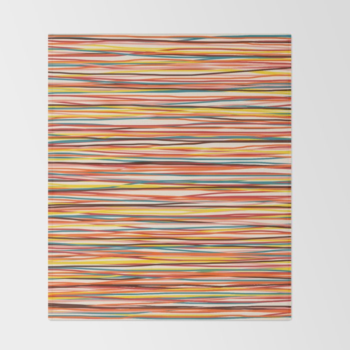 Bright Colorful Lines - Classic Abstract Minimal Retro Summer Style Stripes Throw Blanket Gallery Image 2