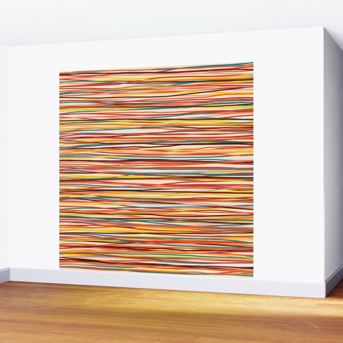 Bright Colorful Lines - Classic Abstract Minimal Retro Summer Style Stripes Wall Mural Gallery Image 2