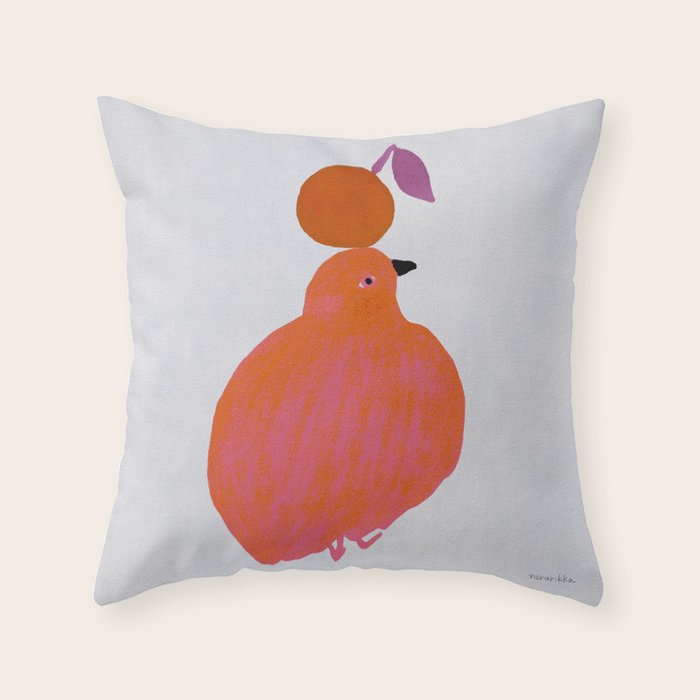 Fat Round Bird and Orange - Fuchsia and Grey Throw Pillow Gallery Image 6