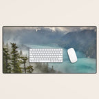 Morning sunshine over the clear mountain blue lake Desk Mat Gallery Image 1