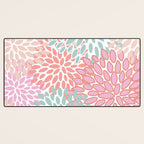 Festive, Floral Prints, Pink, Teal and Coral Desk Mat Gallery Image 3