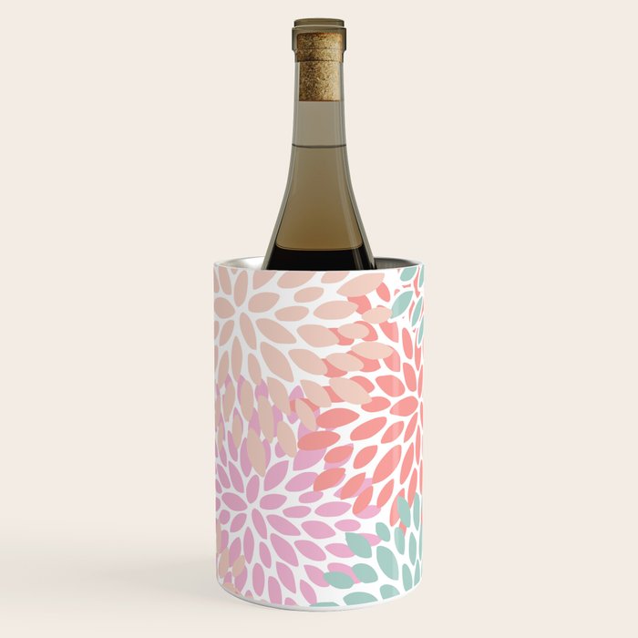Festive, Floral Prints, Pink, Teal and Coral Wine Chiller Gallery Image 2