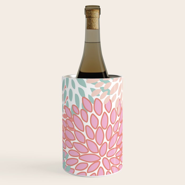 Festive, Floral Prints, Pink, Teal and Coral Wine Chiller Gallery Image 3