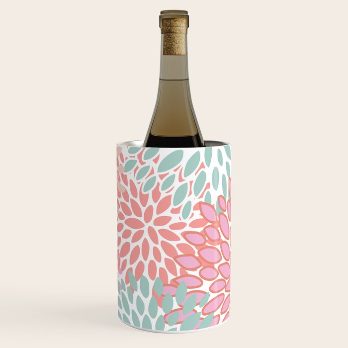 Festive, Floral Prints, Pink, Teal and Coral Wine Chiller Gallery Image 1