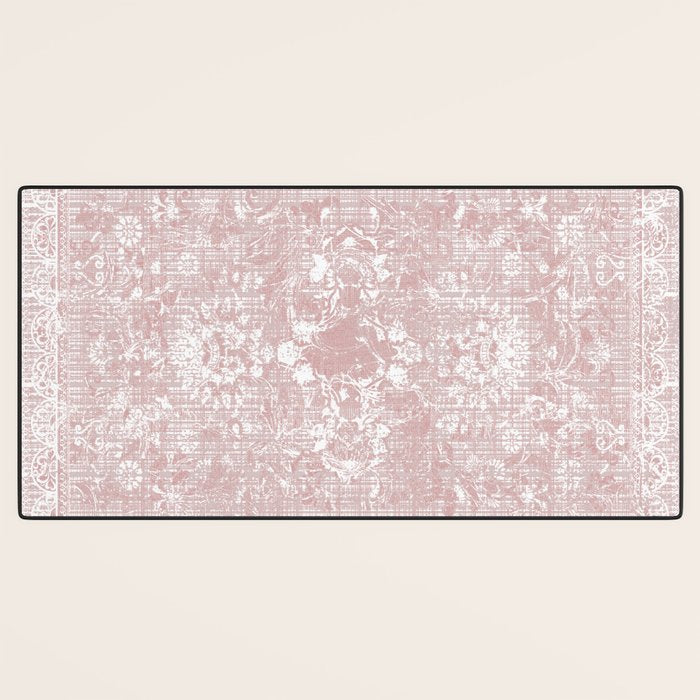 Antique French Oriental Faded Rose Desk Mat Gallery Image 3