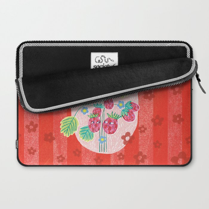 Sweet Strawberry Plant Friends in Red & Pink Laptop Sleeve Gallery Image 2